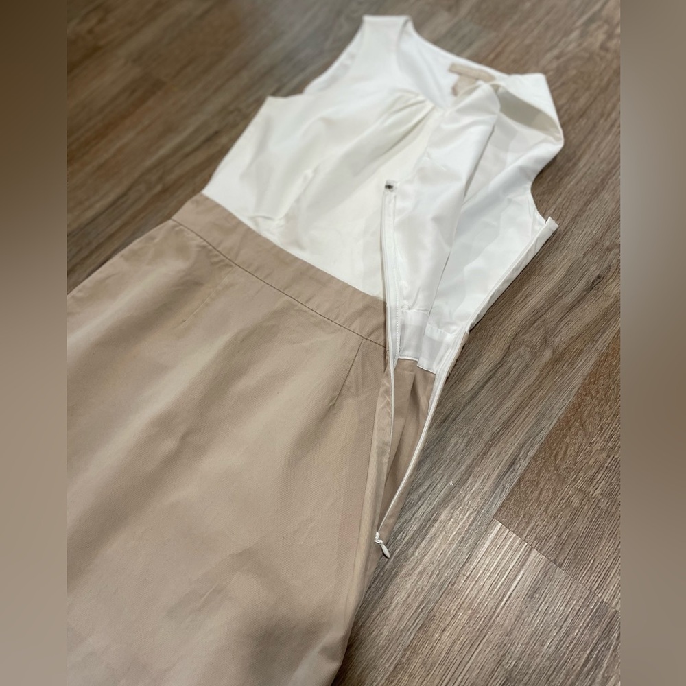 Banana Republic White and Tan Sleeveless Dress- Size 2 - Picture 9 of 12